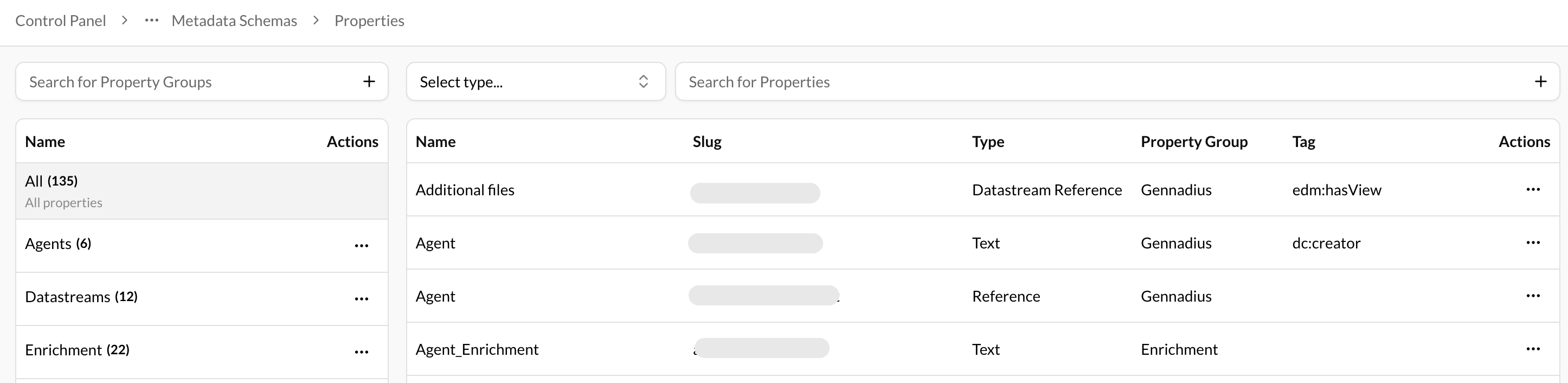 List of Properties & Property Groups