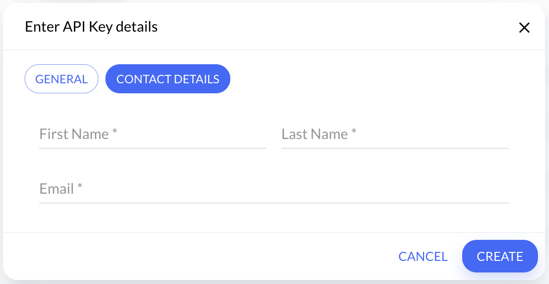API Key Contact Details