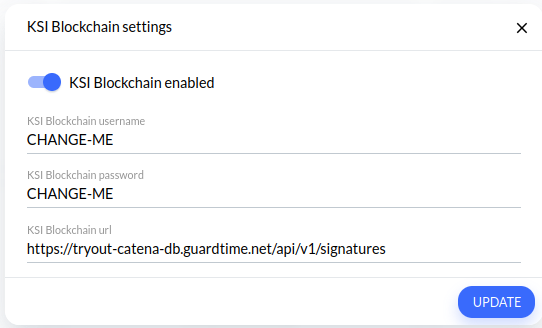 System Settings for basic KSI configuration